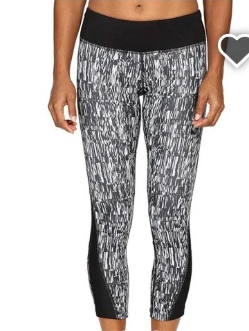 Nike Dri-Fit Active Athletic Black White Gray Patterned Leggings - S